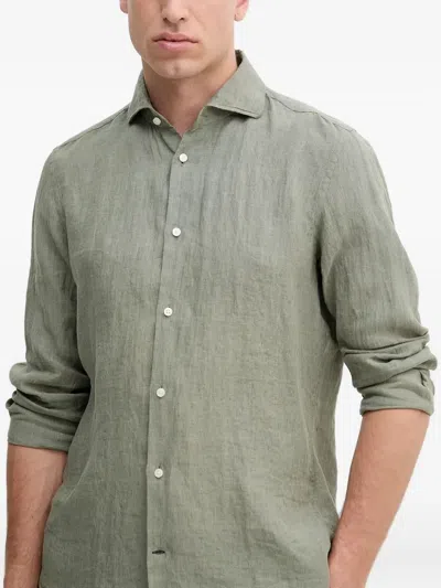 Joop Long-sleeve Linen Shirt In Green
