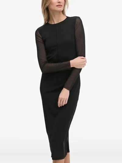 Joop Mesh-insert Midi Dress In Black