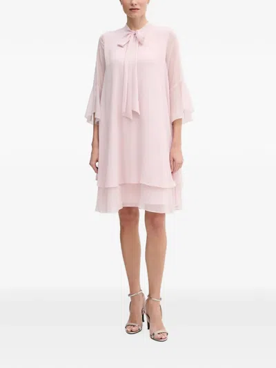 Joop Mini Denia Pussy-bow Tiered Dress In Pink