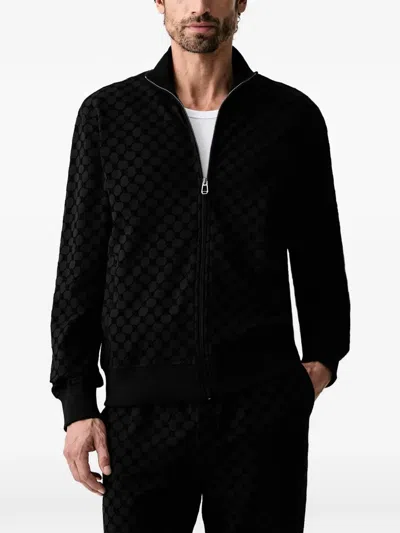 Joop Monogram-pattern Zip-up Sweatshirt In Black