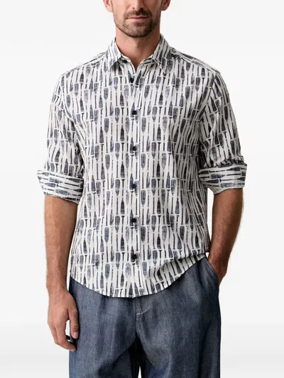 Joop Oar-print Long-sleeve Shirt In White