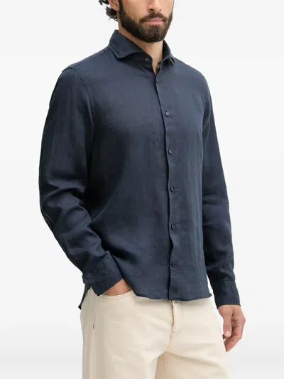 Joop Pai Spread-collar Button-up Shirt In Blue