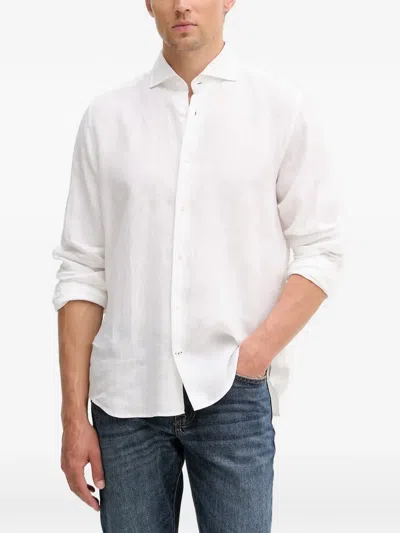 Joop Pai Spread-collar Long-sleeve Shirt In White