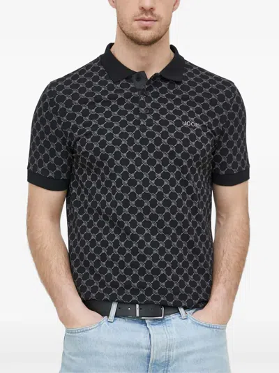 Joop Paigam Monogram-print Polo Shirt In Black