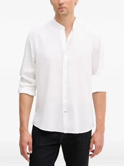 Joop Pebo Band-collar Long-sleeve Shirt In White