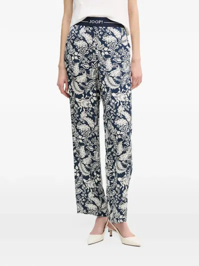 Joop Piara Floral-jacquard Trousers In Blue