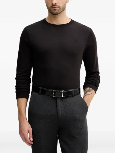 Joop Pino Logo-embroidered Long-sleeve T-shirt In Black