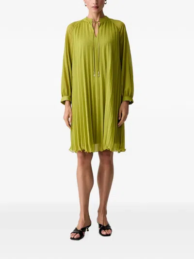 Joop Pleated Tie-fastening Long-sleeved Mini Dress In Multi