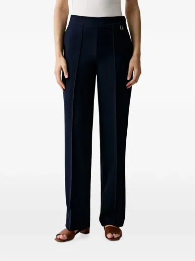 Joop Pressed-crease Logo-plaque Trousers In Blue