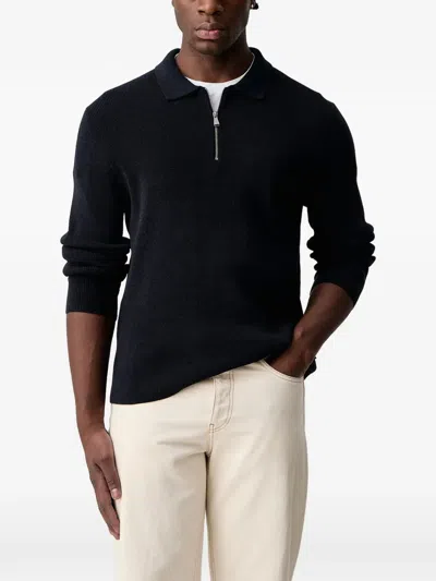 Joop Quarter-zip Ribbed Polo Shirt In Animal Print