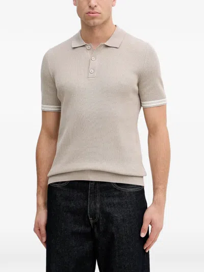 Joop Ribbed Short Sleeve Polo Shirt In Brown
