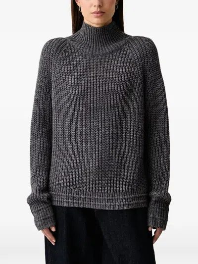 Joop Ribbed-knit High-neck Sweater In Grau