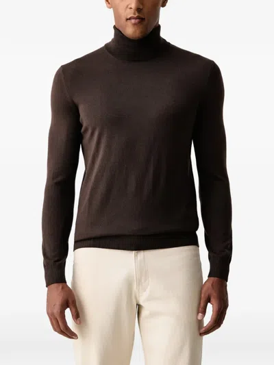 Joop Roll-neck Fine-knit Sweater In Brown