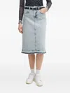 Joop Romy Frayed-hem Denim Midi Skirt In Blue