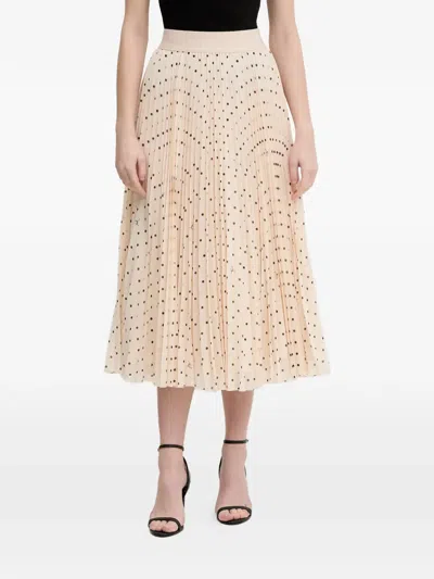 Joop Salma Polka-dot Pleated Midi Skirt In Neutral