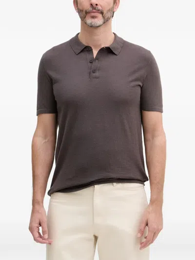 Joop Short-sleeve Knitted Polo Shirt In Brown