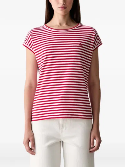 Joop Striped Embroidered T-shirt In Red