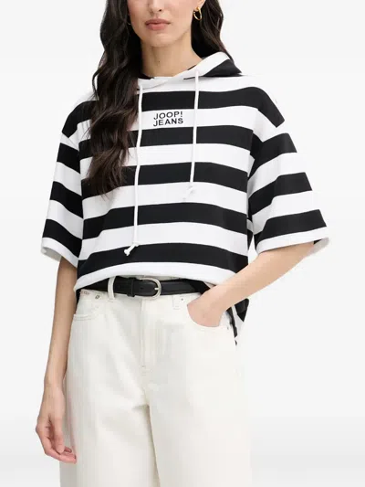 Joop Striped Logo-embroidered Hoodie In Black