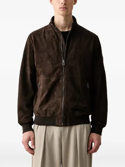Joop Suede Bomber Jacket In Brown