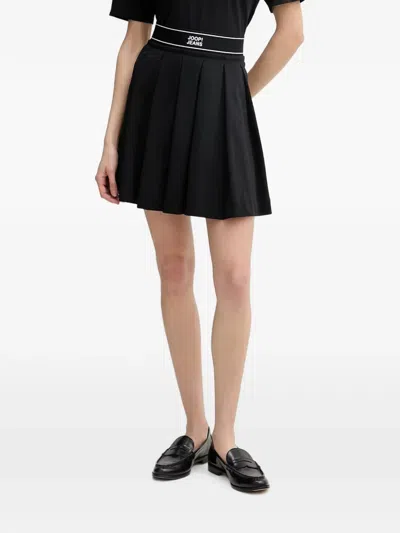 Joop Taria Pleated Logo-waistband Mini Skirt In Black
