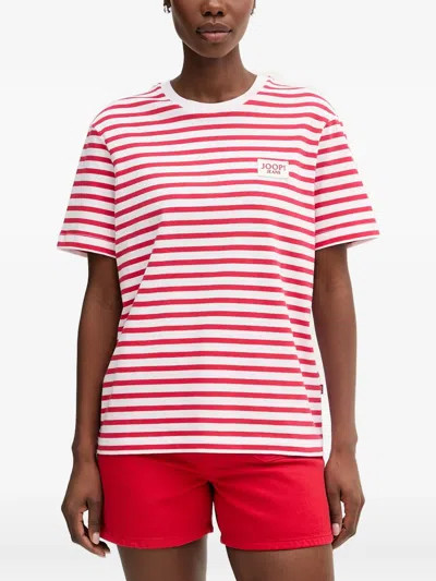 Joop Teele Striped Logo-patch T-shirt In Red