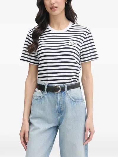 Joop Teele Striped Logo-patch T-shirt In White
