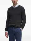 Joop Textured-knit Crew-neck Sweater In Gray