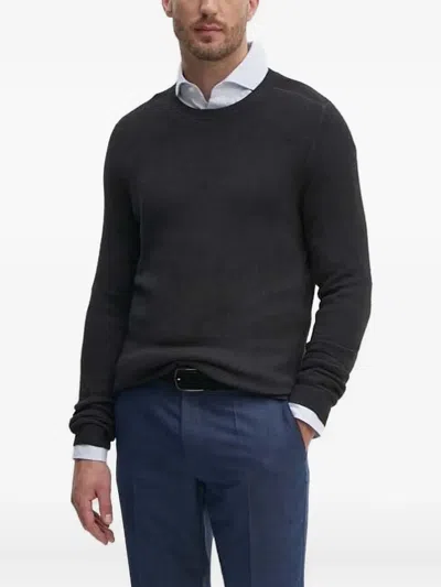 Joop Textured-knit Crew-neck Sweater In Gray