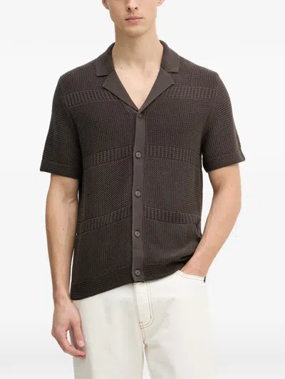 Joop Textured Short-sleeve Cardigan In Brown