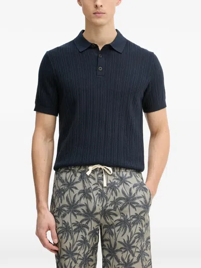 Joop Textured-knit Polo Shirt In Blue