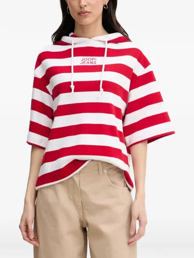Joop Timira Striped Drawstring Hoodie In Red