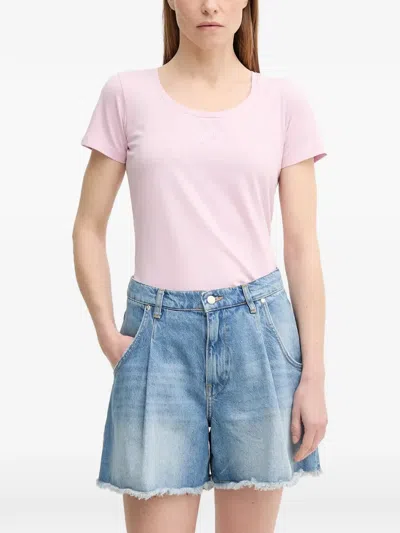 Joop Tobie Logo-embroidered Scoop-neck T-shirt In Pink