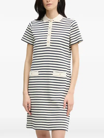 Joop Travissa Striped Short-sleeve Mini Polo Dress In White