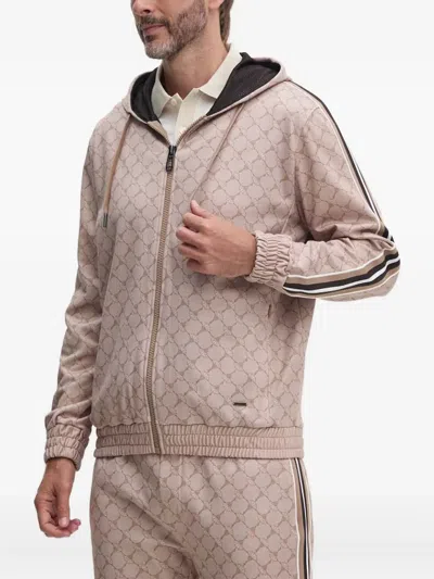 Joop Tristan Logo-pattern Zip-up Hoodie In Neutral