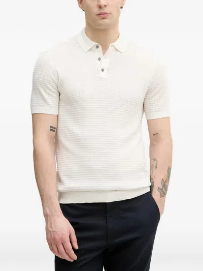 Joop Vanceo Waffle-knit Short-sleeve Polo Shirt In White