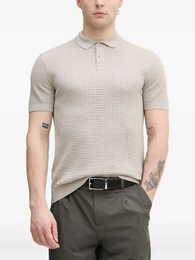 Joop Vanceo Waffle-knit Short-sleeve Polo Shirt In Gray