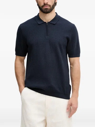 Joop Vascor Knitted Polo Shirt In Blue