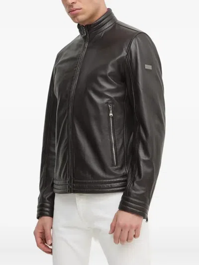 Joop Zip-fastening Leather Jacket In Black