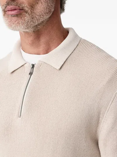 Joop Zip-neck Ribbed Sweater In Neutral