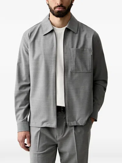 Joop Zip-up Patch-pocket Shirt In Gray