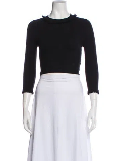 Pre-owned Joostricot Crew Neck Three-quarter Sleeve Crop Top In Black