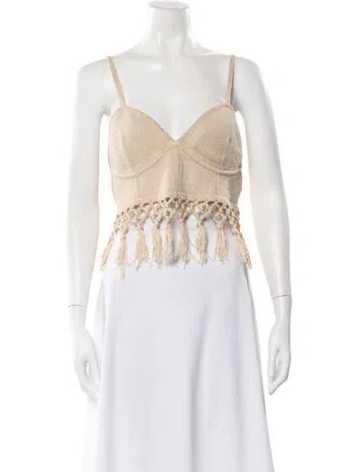Pre-owned Joostricot Linen V-neck Crop Top In Neutral