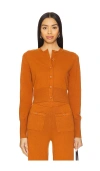 Joostricot Long Sleeve Crop Cardigan In Ginger Tea