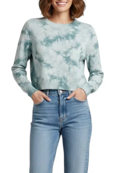 Joostricot Long Sleeve Crop Crewneck Top In Ice In Gray