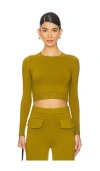 Joostricot Long Sleeve Crop Top In Cardamon