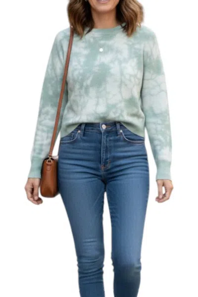 Joostricot Long Sleeve Tie Dye Peachskin Crew Neck Tee In Ice In Blue