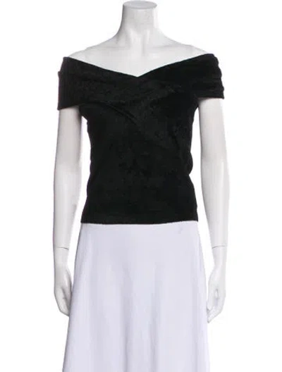 Pre-owned Joostricot Off-the-shoulder Short Sleeve Top W/ Tags In Black