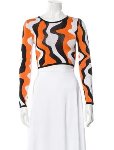 Pre-owned Joostricot Patterned Crew Neck Crop Top In Orange