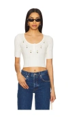 Joostricot Pointelle Crop Top In White