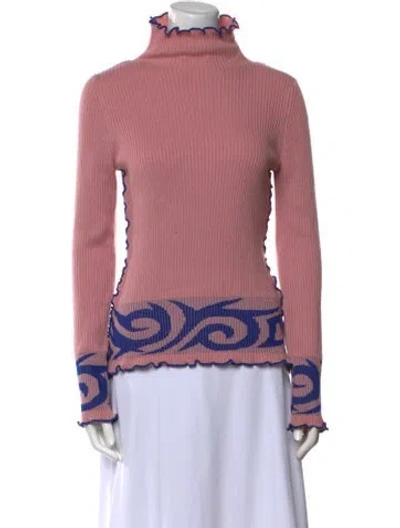 Pre-owned Joostricot Printed Mock Neck Sweater In Pink
